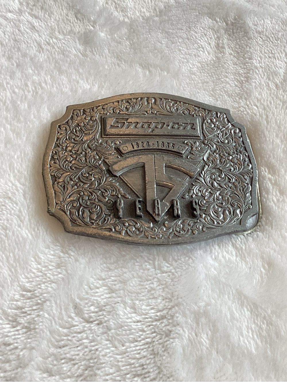 Snap-On Tools 75th Anniversary Pewter Belt Buckle Sliver Color 1995